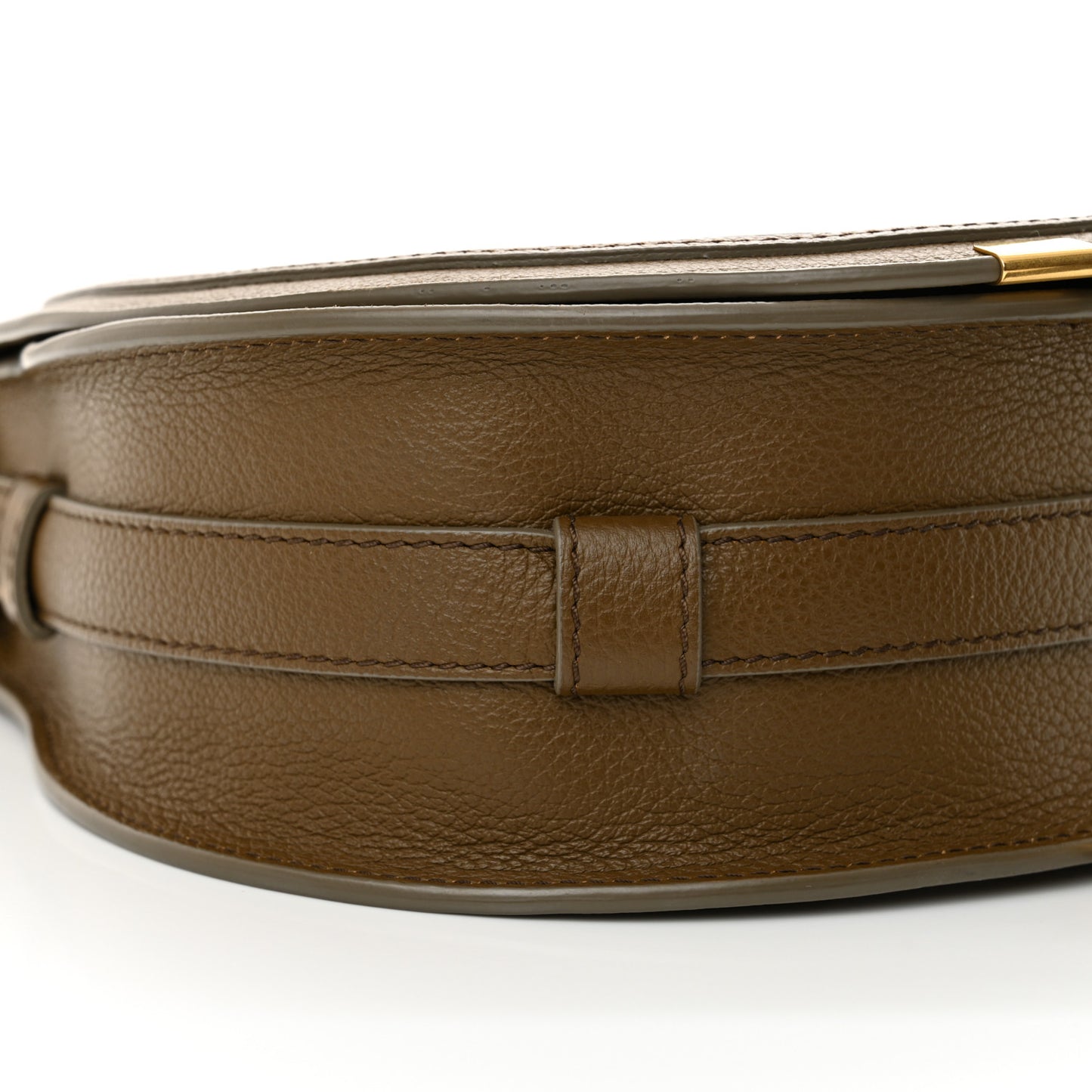 Grained Calfskin Small Marcie Saddle Bag Dark Khaki