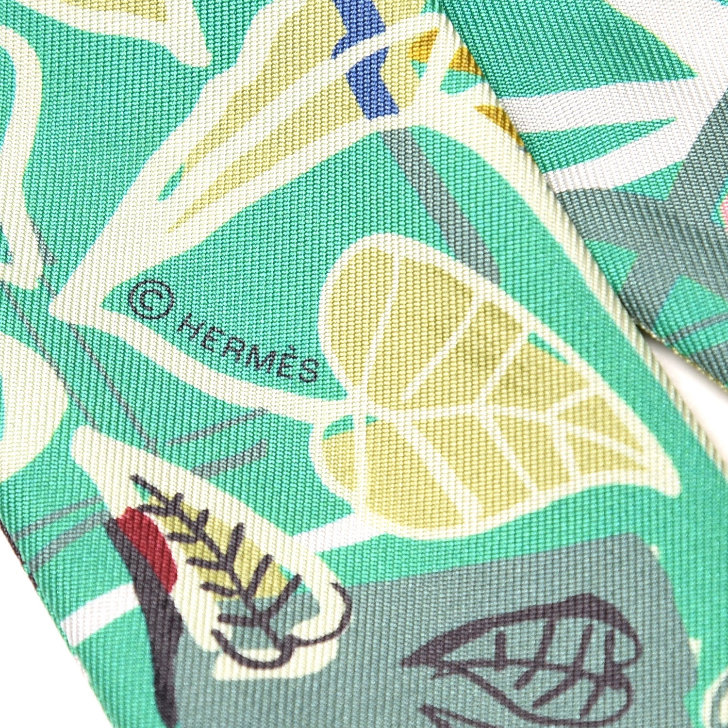 Hermes Silk Modernisme Tropical Twilly Emeraude Rose Aqua 5 of 6