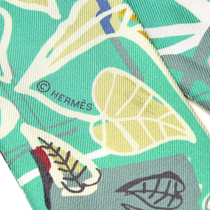 Hermes Silk Modernisme Tropical Twilly Emeraude Rose Aqua 5 of 6