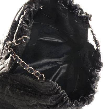 Chanel Distressed Glazed Caviar Quilted Large Elastic Tote Black 5 of 9