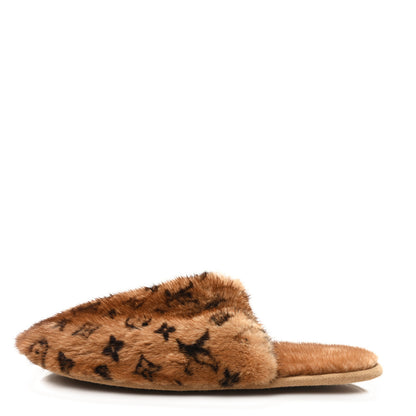Louis Vuitton Mink Fur LV Suite Slippers Cognac 40-41 1 of 7