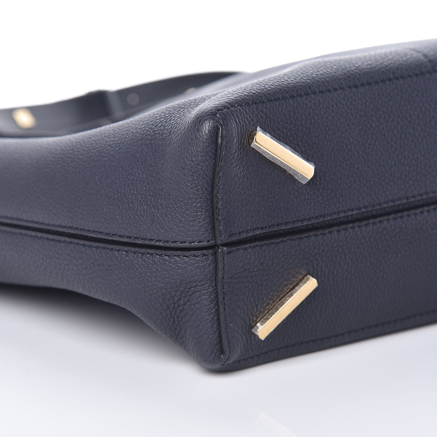 Calfskin V Bucket Bag Midnight Blue Black