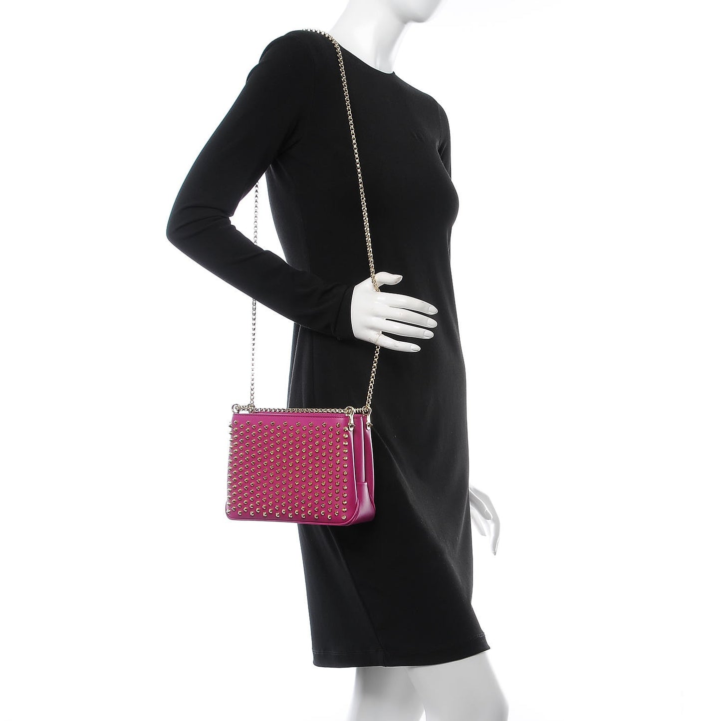 Calfskin Spiked Tribouli Crossbody Pink