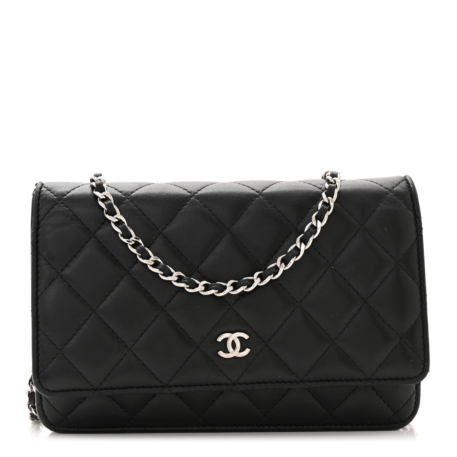 Chanel Lambskin Quilted Wallet On Chain WOC Black 1 of 11