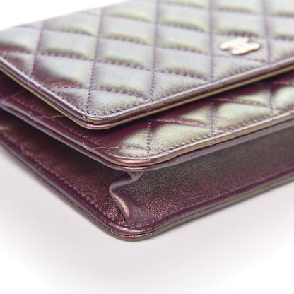 Chanel Iridescent Lambskin Quilted Wallet On Chain WOC Purple 9 of 14