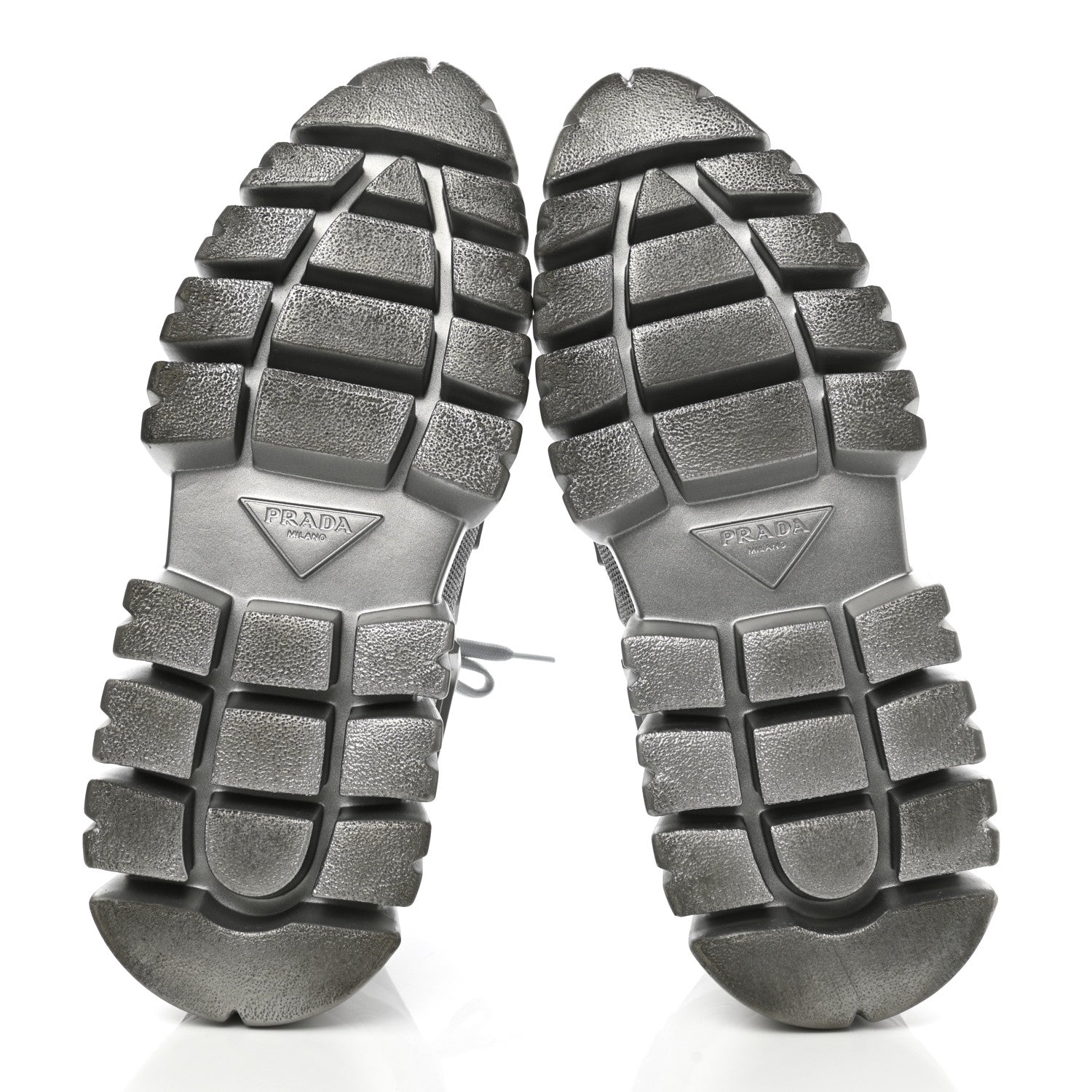 Prada Rubber Technical Knit Fabric Triangle Logo Evolution 55mm Sneakers 38 Argento 5 of 9