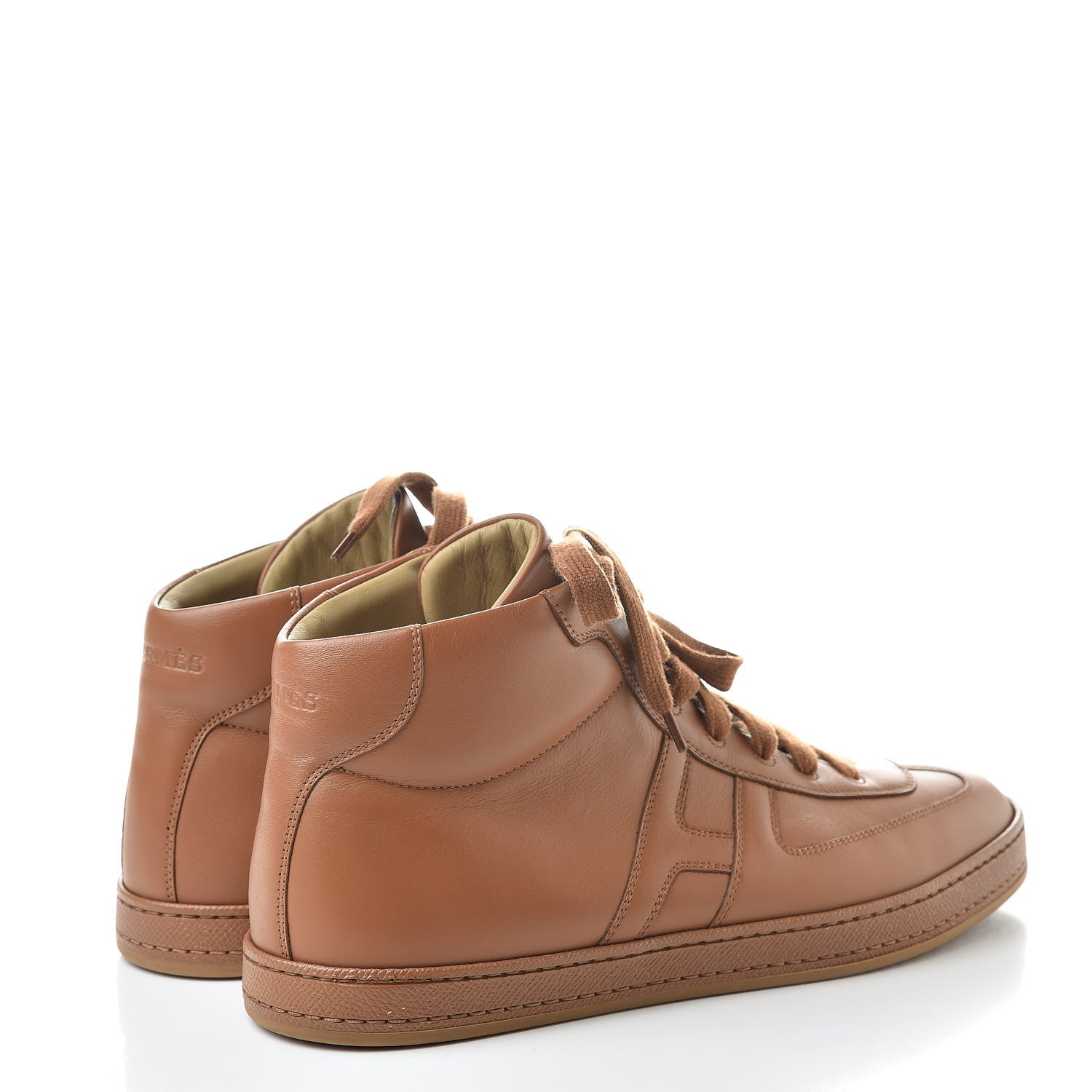 Hermes Calfskin Mens High Top Poker Sneakers 42 Naturel 4 of 8