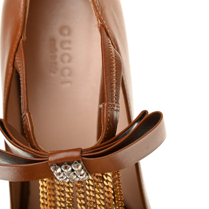 Gucci Nappa Crystal Bonny Bow Mary Jane Pumps 36.5 Brown 9 of 10