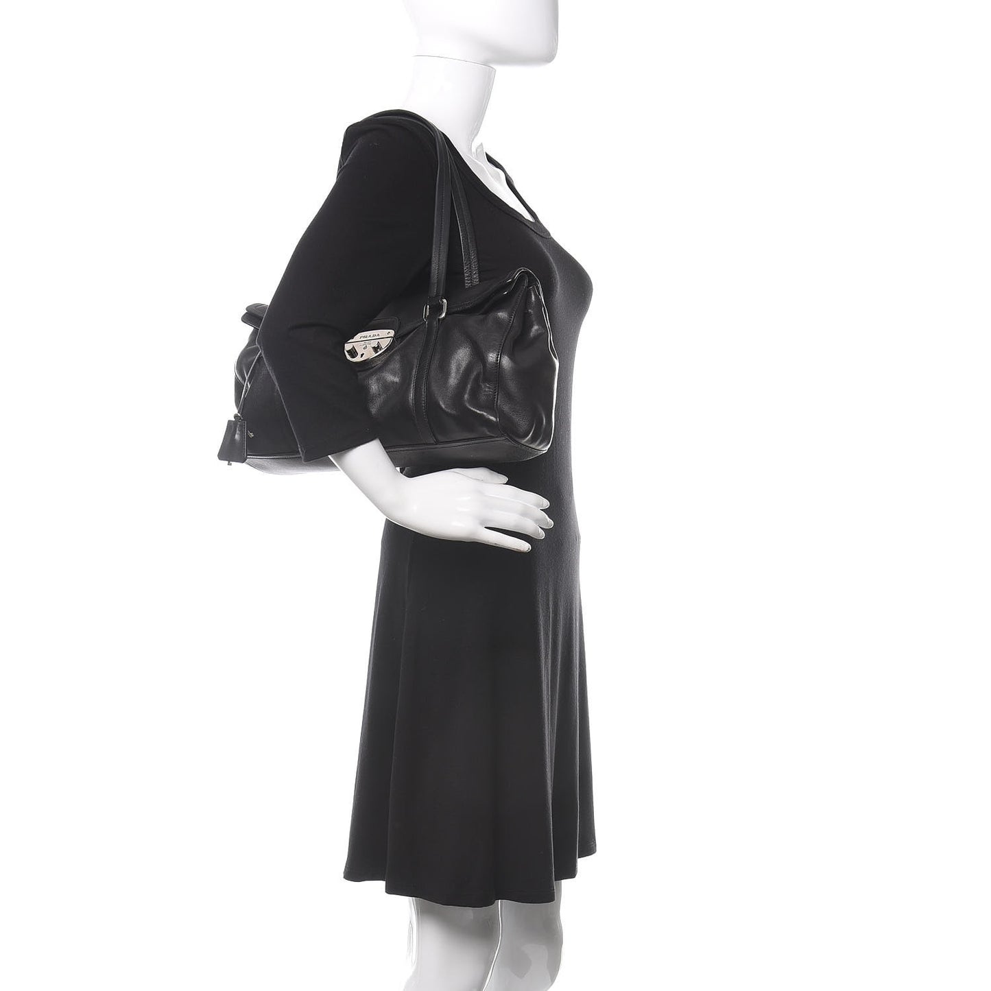Royal Calf Easy Foldover Pushlock Satchel Black