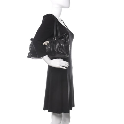 Prada Royal Calf Easy Foldover Pushlock Satchel Black 2 of 9