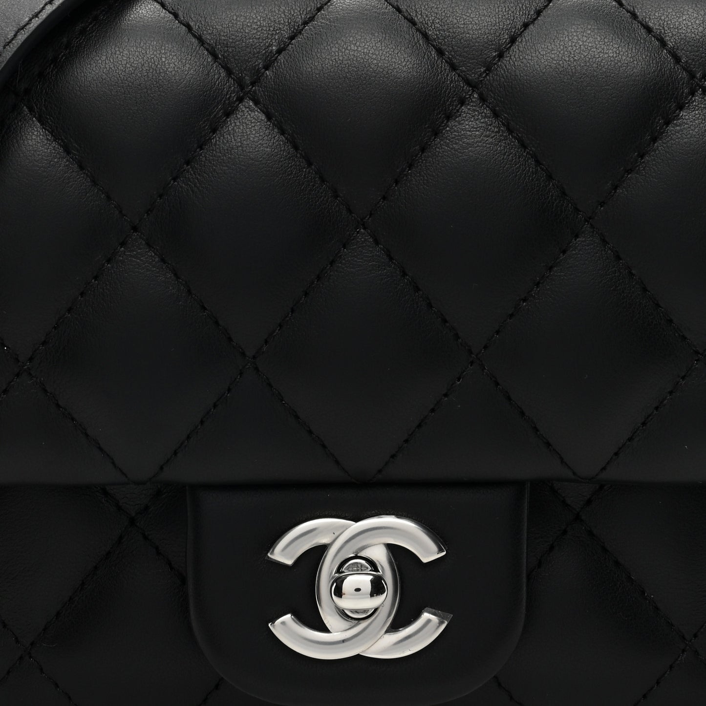 Calfskin Quilted CC Uniform Flap Belt Bag Black