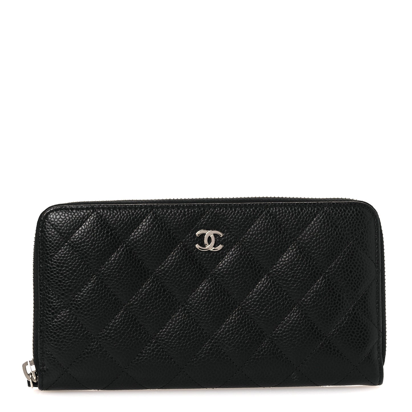 Caviar Quilted Large Gusset Zip Around Wallet Black
