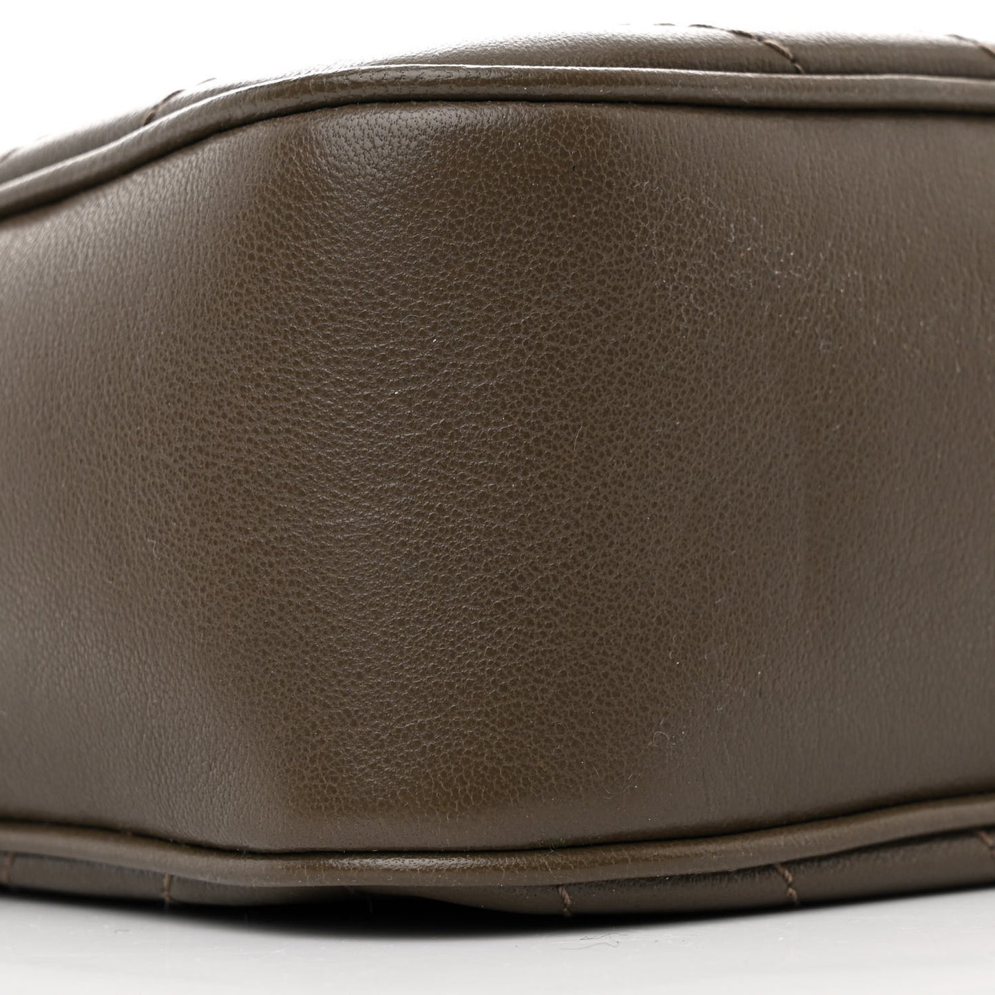 Sakai Be Green Calfskin Diagonal Stitched Small Blondie Shoulder Bag Craclet Brown