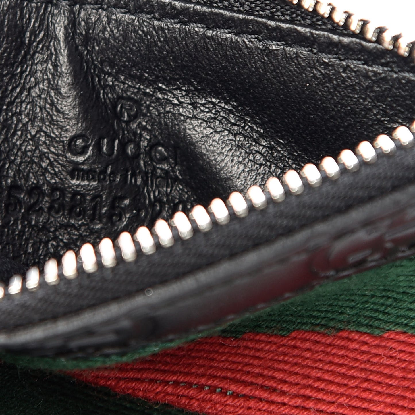 Guccissima Web Lanyard Coin Case Card Holder Black