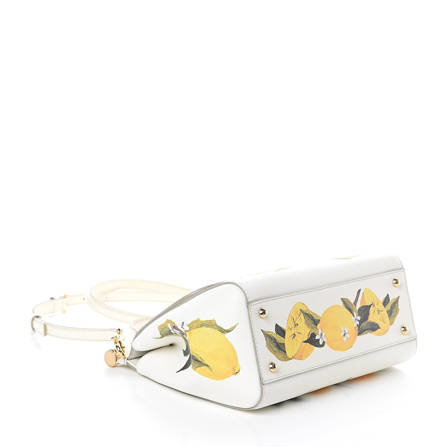Dauphine Lemon Print Medium Miss Sicily Satchel White