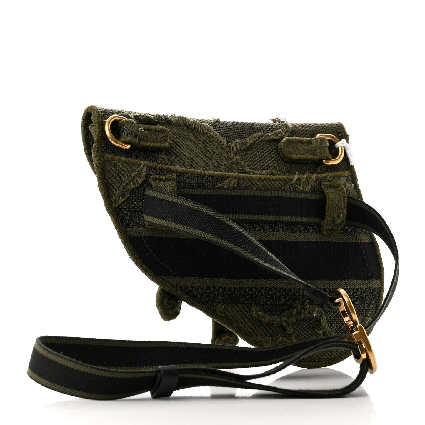 Canvas Embroidered Camouflage Saddle Belt Bag Green
