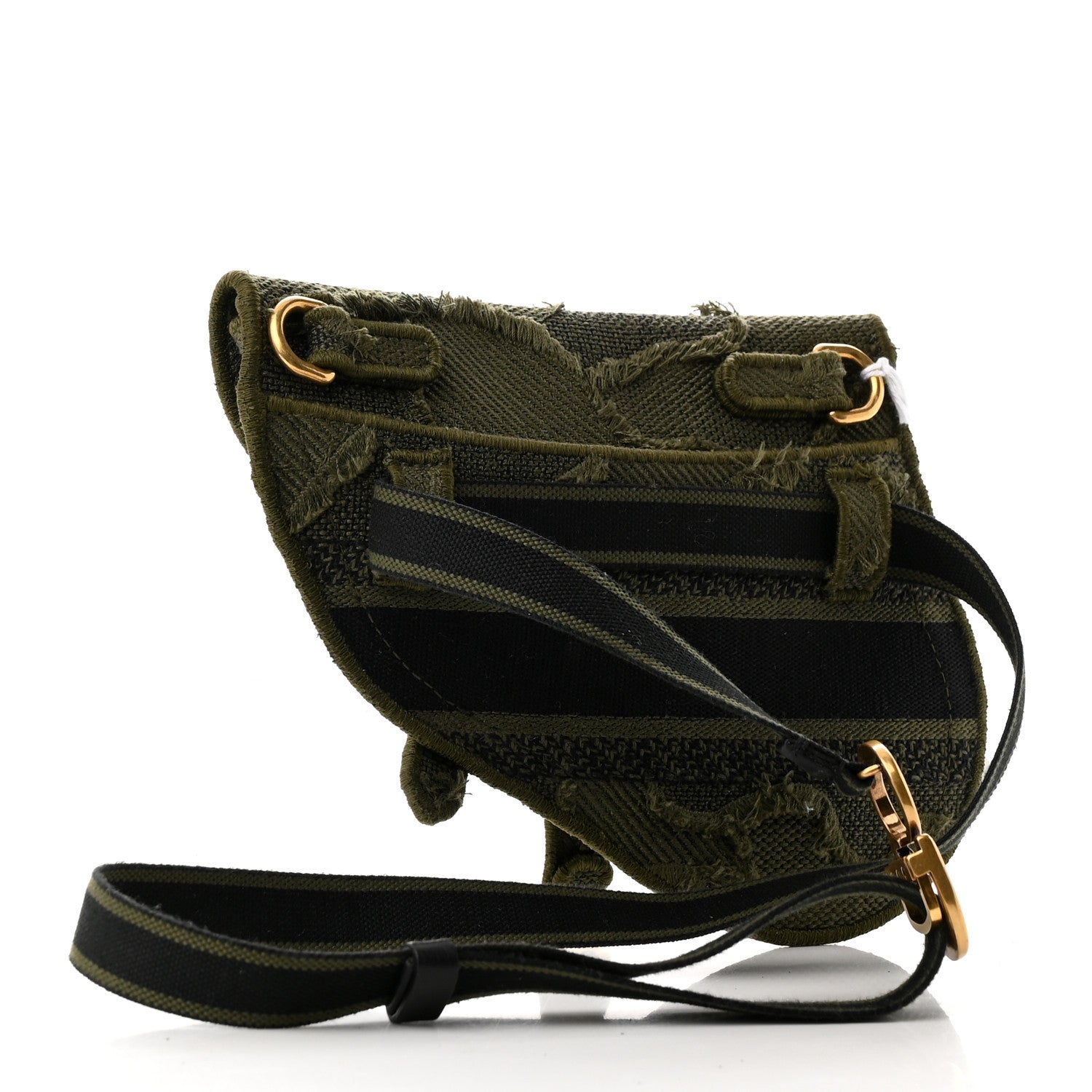 Christian Dior Canvas Embroidered Camouflage Saddle Belt Bag Green 3 of 9