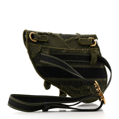 Christian Dior Canvas Embroidered Camouflage Saddle Belt Bag Green 3 of 9