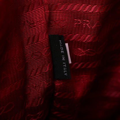 Prada Wicker Canvas Bucket Bag Rosso 7 of 9