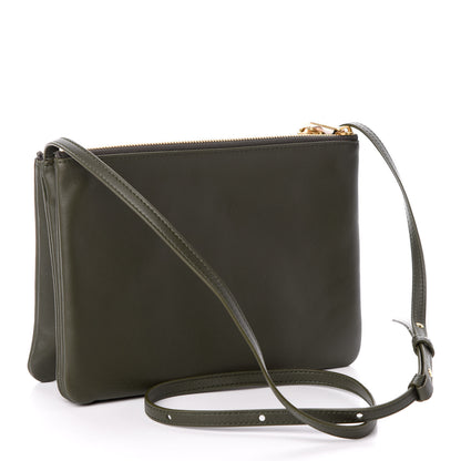 Celine Lambskin Large Trio Crossbody Bag Army Green 3 of 11