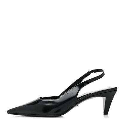 Gucci Nappa Mallory Pointed Toe Slingback Sandal 35 Black 1 of 10
