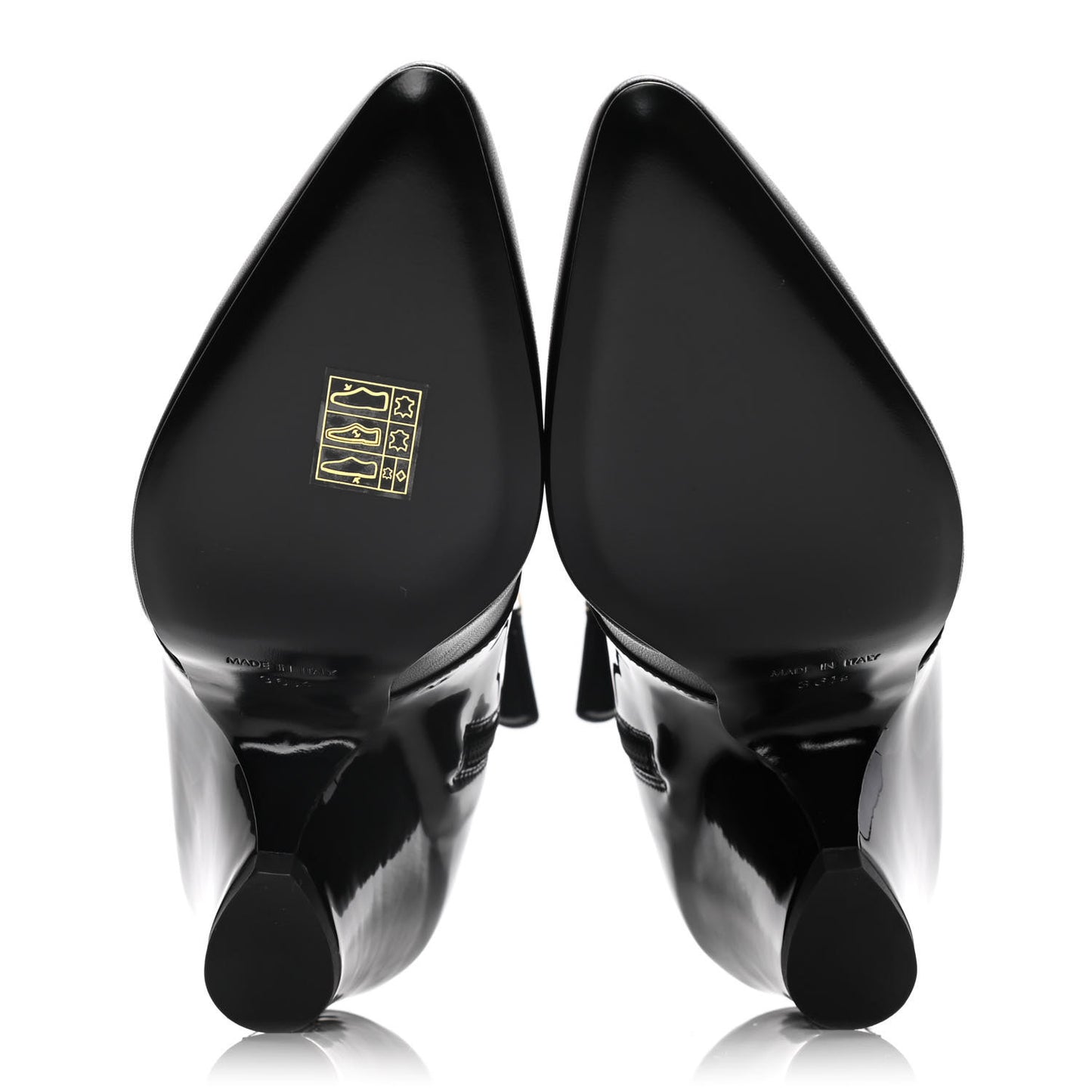 Lambskin Patent Calfskin Short Ankle Boots 36.5 Black