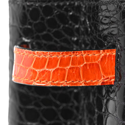 Hermes Shiny Porosus Crocodile Birkin 40 Black Orange 36 of 43