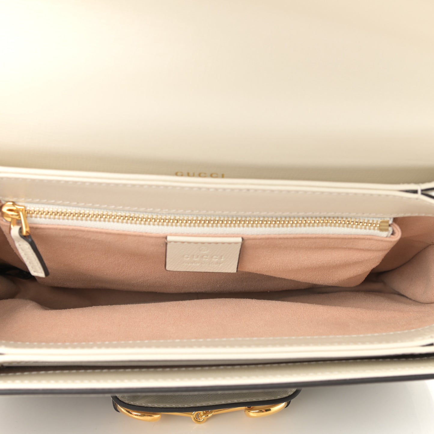 GG Supreme Monogram Horsebit 1955 Shoulder Bag Beige Mystic White