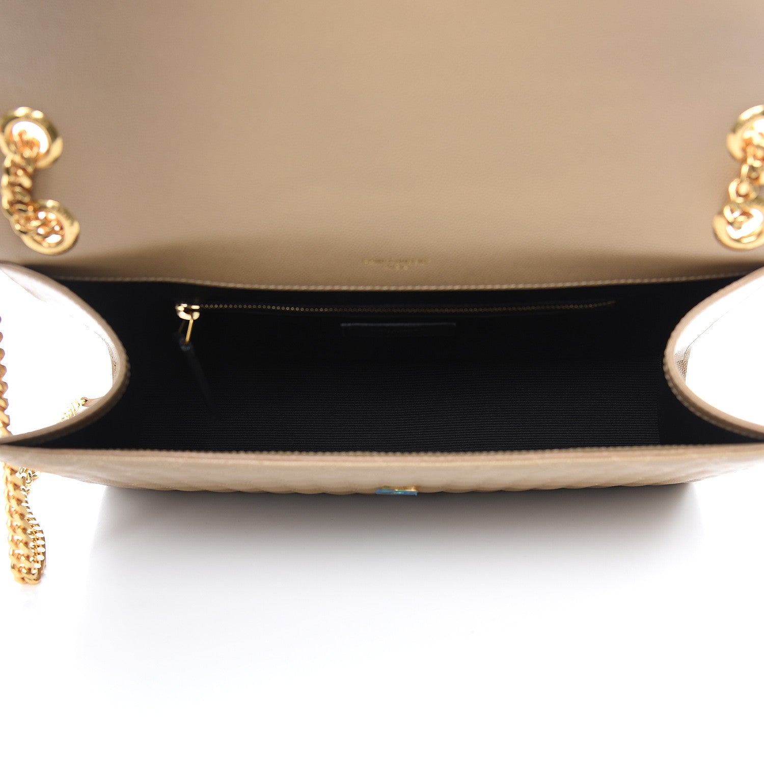 Saint Laurent Grain De Poudre Mixed Matelasse Large Triquilt Monogram Satchel Dark Beige 5 of 9