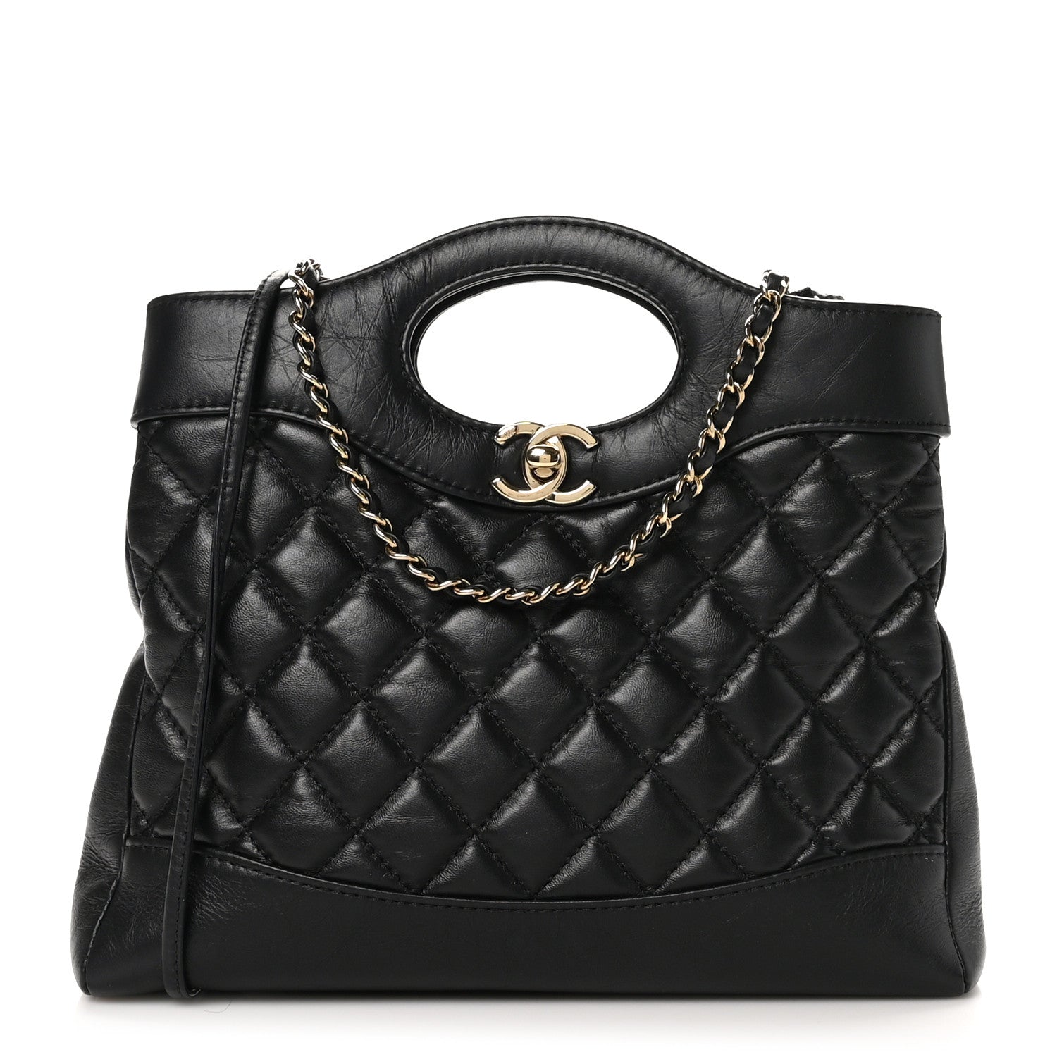 Chanel Aged Calfskin Quilted Mini 31 Shopping Bag Black 1 of 10