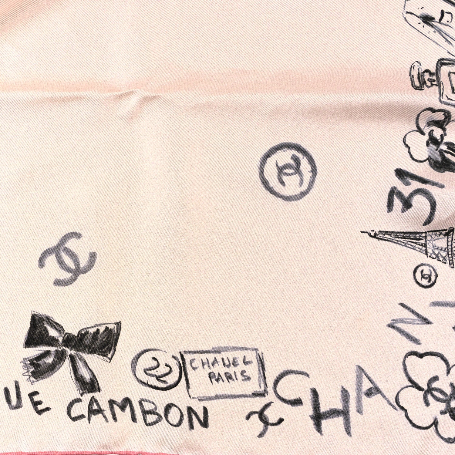 Chanel Silk CC Square Scarf Pink 2 of 3