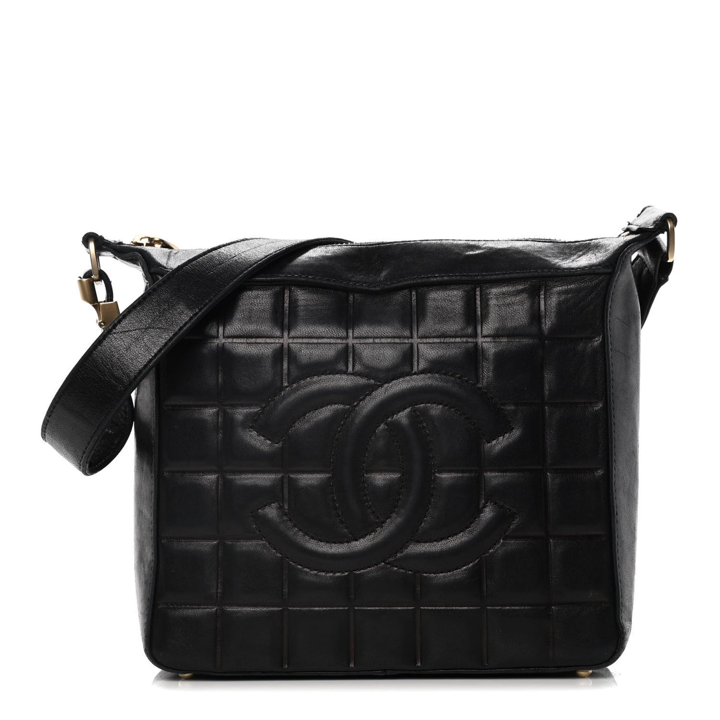 Lambskin Quilted Small Chocolate Bar Shoulder Bag Black