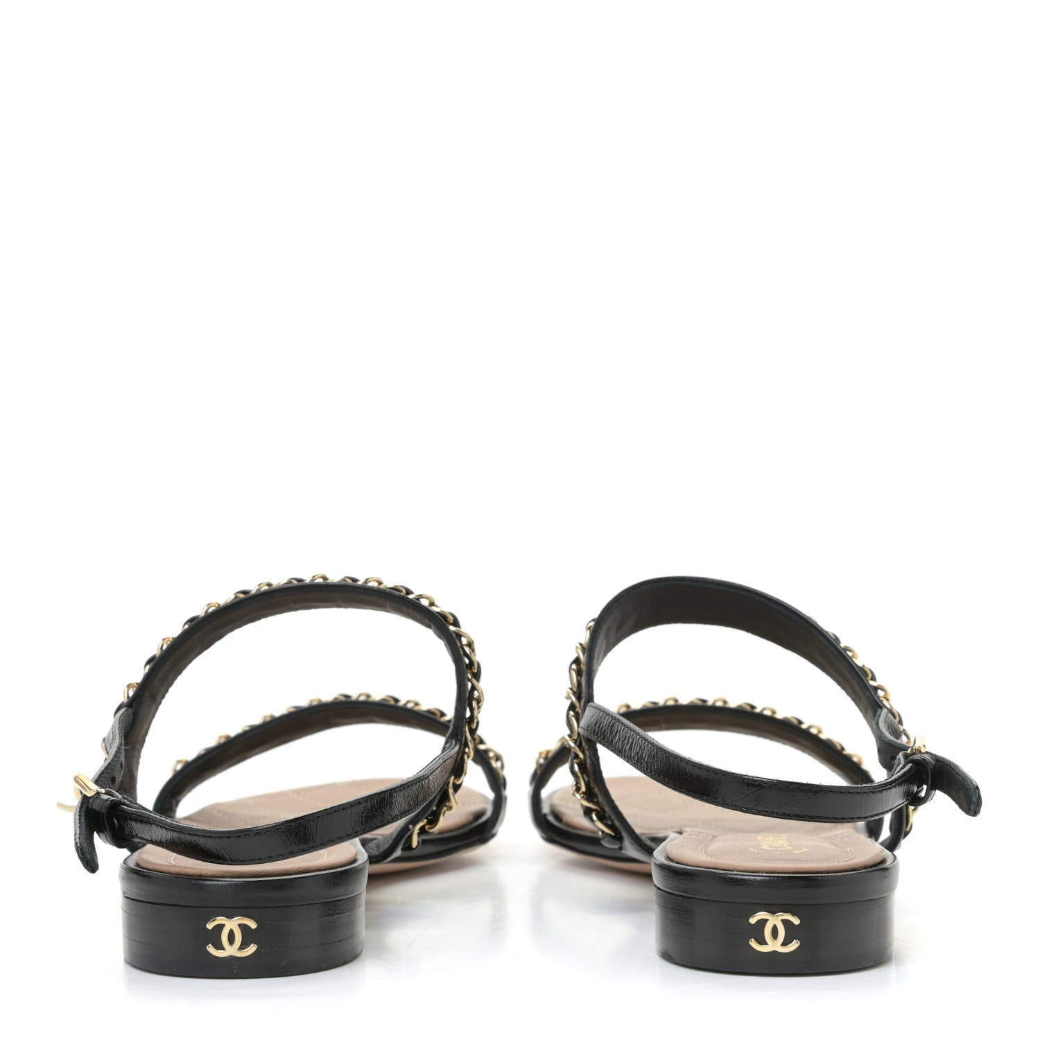 Chanel Patent Calfskin CC Chain Sandals 36 Black 5 of 13