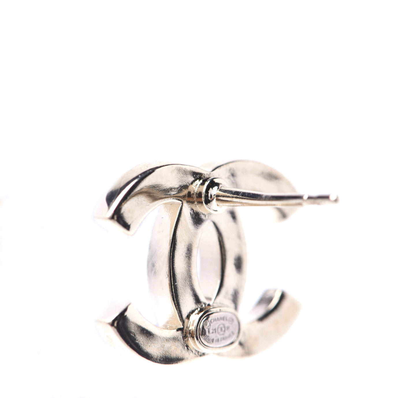 Crystal Metal CC Paris Button Stud Earrings Gold
