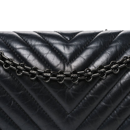 Chanel Aged Calfskin Chevron Quilted 2.55 Reissue 225 Flap So Black 8 of 11