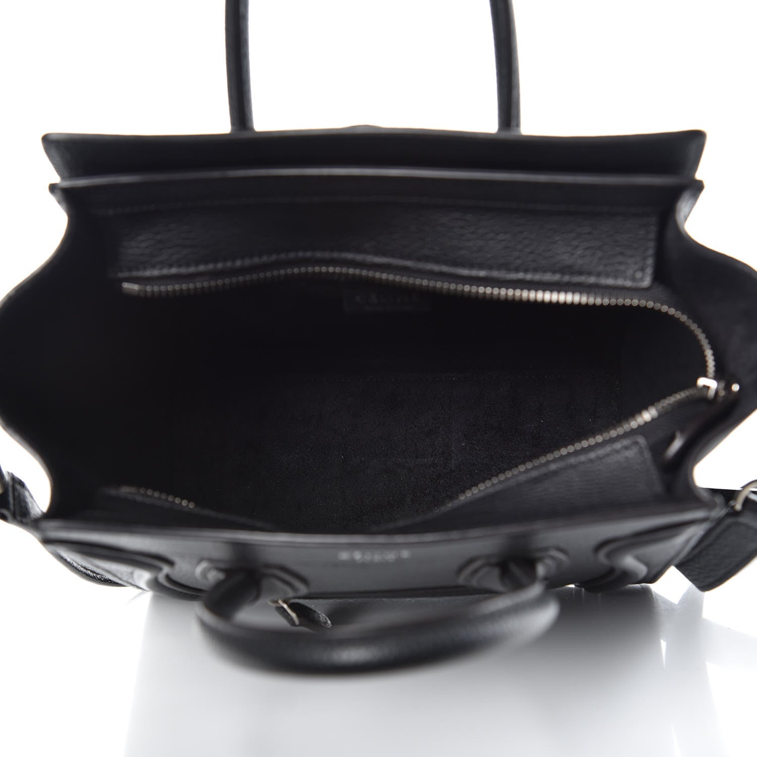 Celine Drummed Calfskin Nano Luggage Black 5 of 9