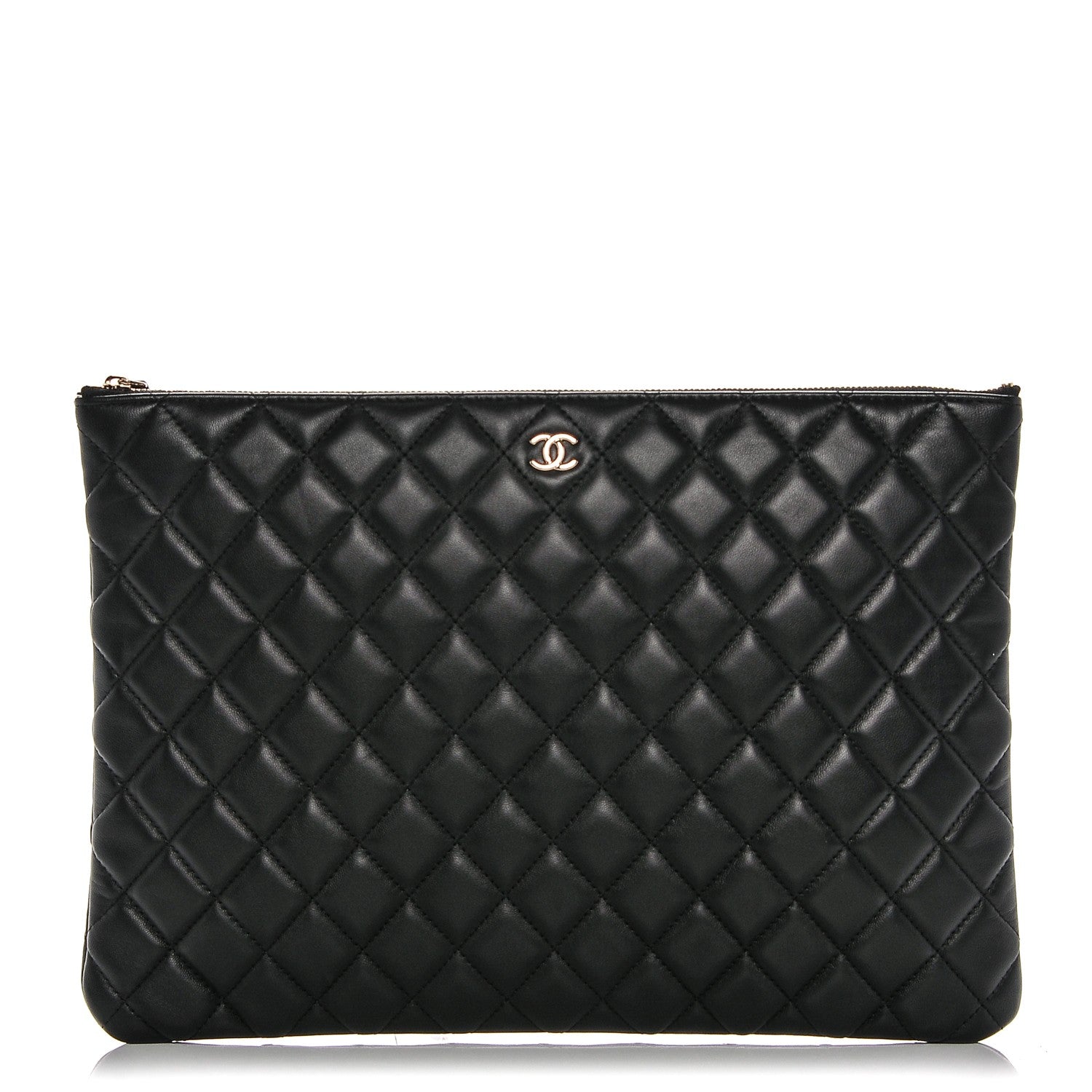 Chanel Lambskin Quilted Large Cosmetic Case Black 1 of 7