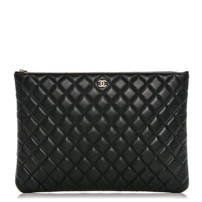 Chanel Lambskin Quilted Large Cosmetic Case Black 1 of 7