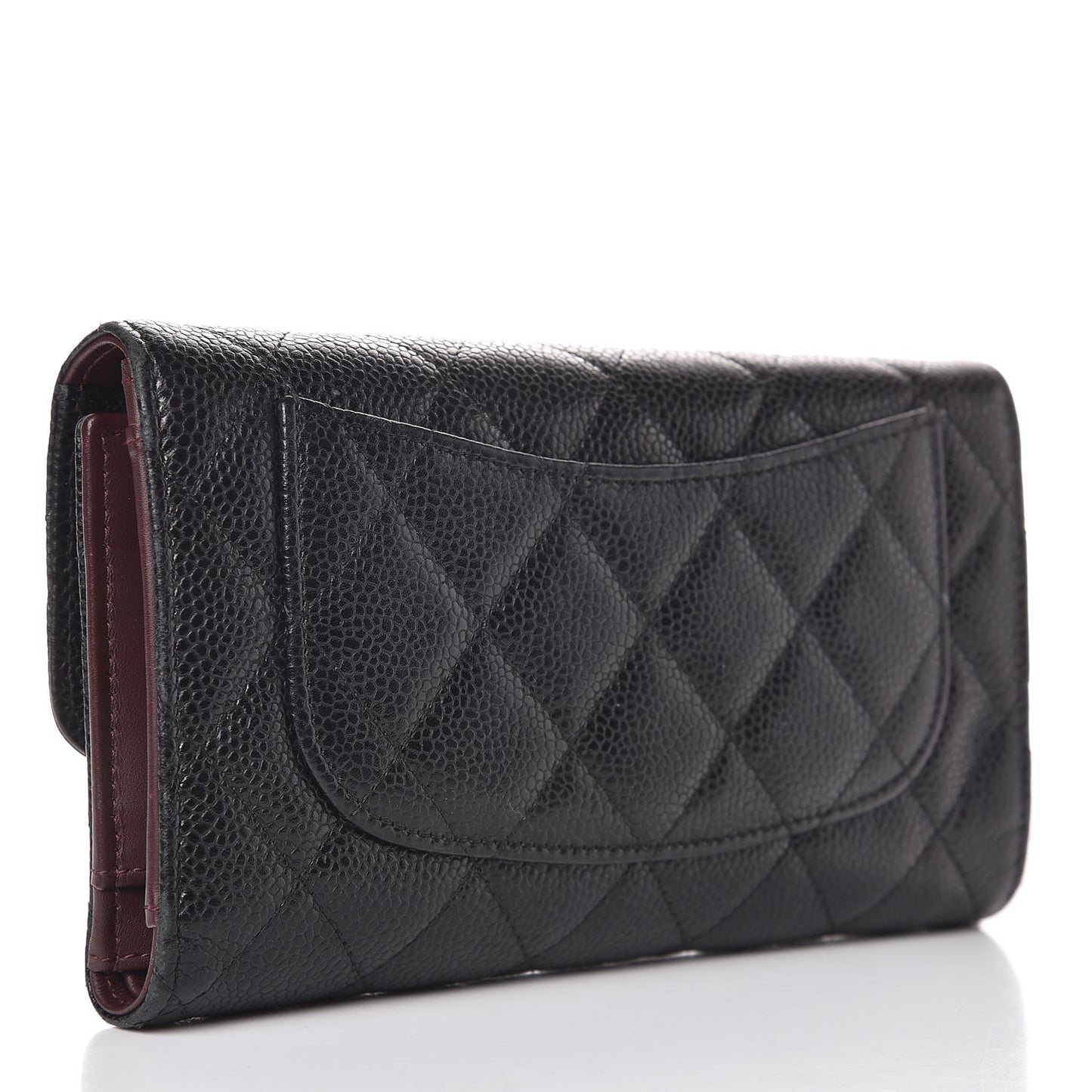 Caviar Quilted Large Flap Wallet Black