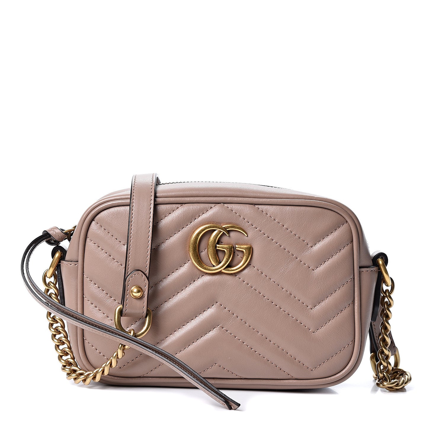 Calfskin Matelasse Mini GG Marmont Chain Shoulder Bag Porcelain Rose