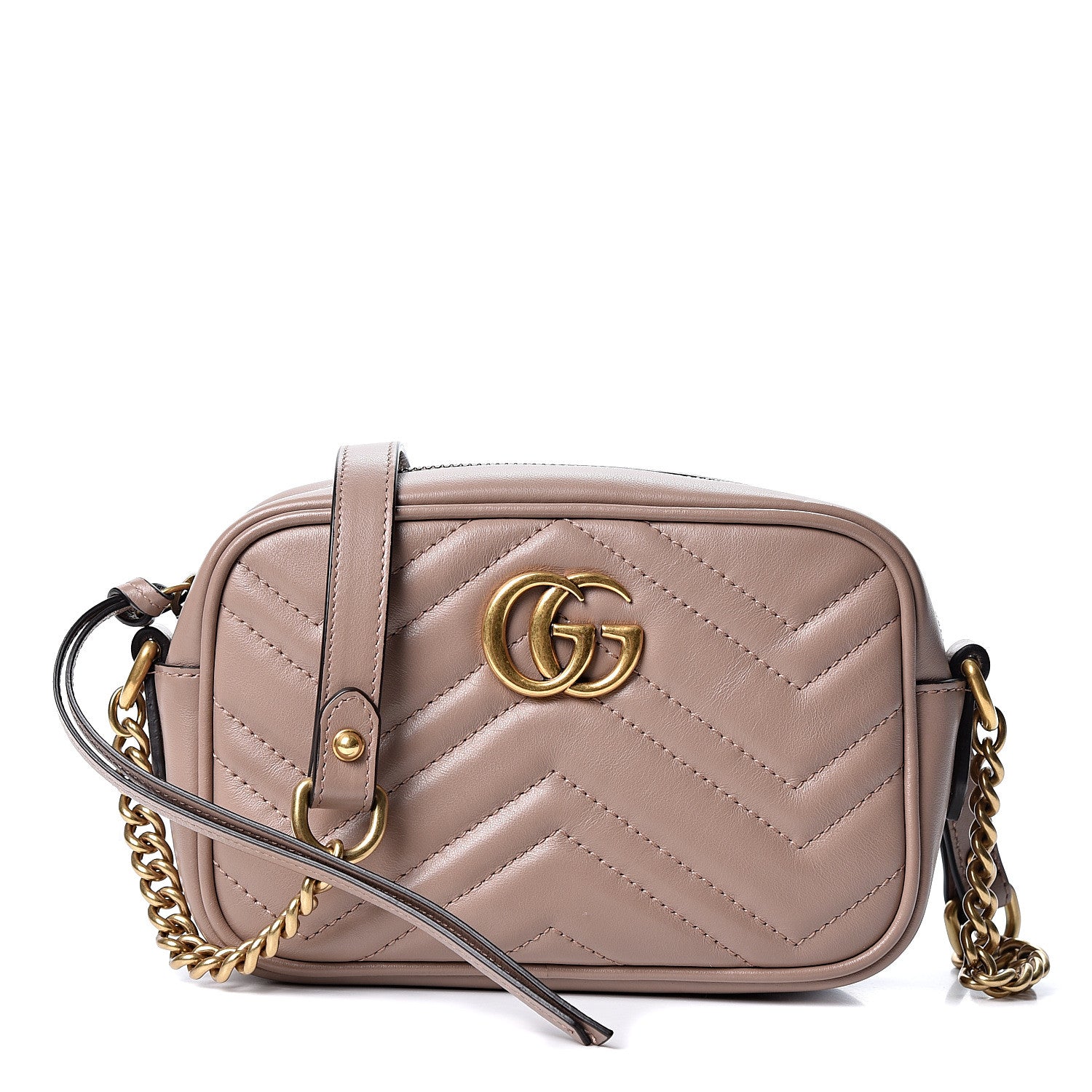 Gucci Calfskin Matelasse Mini GG Marmont Chain Shoulder Bag Porcelain Rose 1 of 10