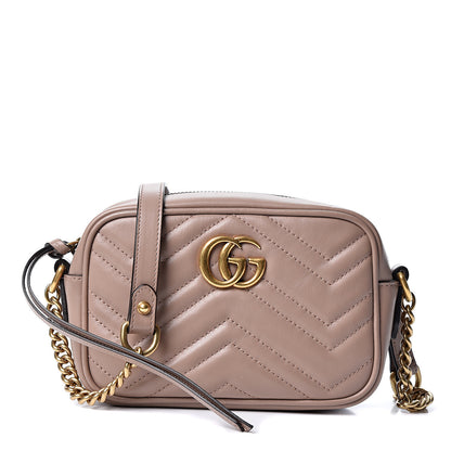 Gucci Calfskin Matelasse Mini GG Marmont Chain Shoulder Bag Porcelain Rose 1 of 10