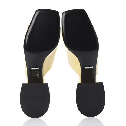 Gucci Patent Lexi Horsebit Mid-Heel Slide Sandals 40 Burro 7 of 7