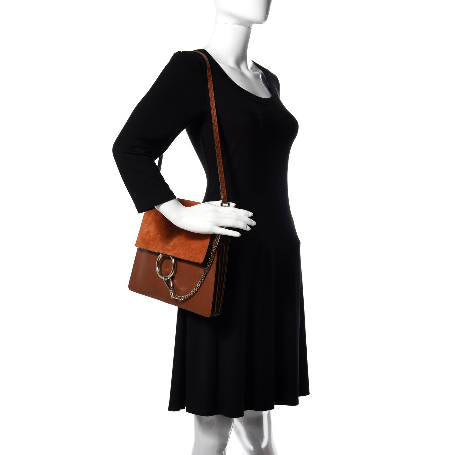 Chloe Suede Calfskin Medium Faye Shoulder Bag Tobacco 2 of 12