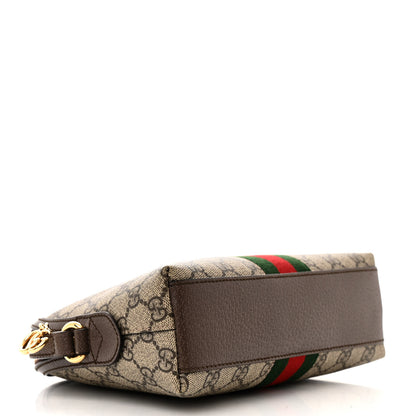 Gucci GG Supreme Monogram Textured Dollar Calfskin Web Small Ophidia Dome Shoulder Bag Beige Ebony New Acero 4 of 10