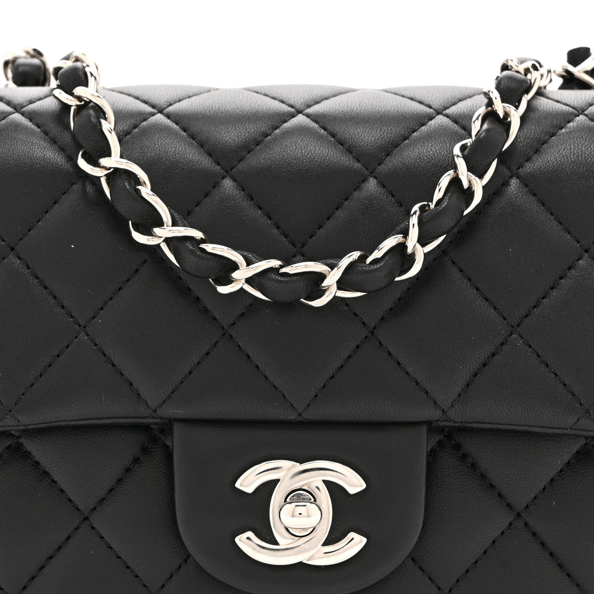 Chanel Lambskin Quilted Mini Square Flap Black 8 of 10
