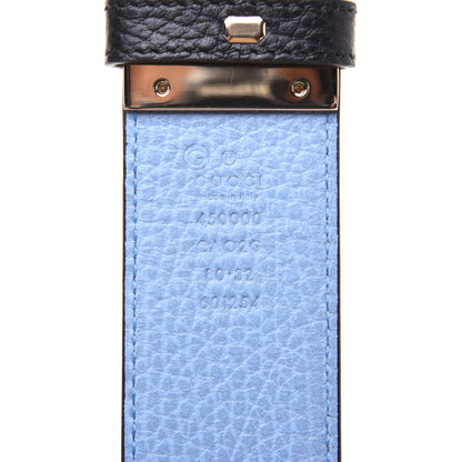 Gucci Dollar Calfskin 1973 Reversible Belt 80 32 Black Mineral Blue 3 of 9
