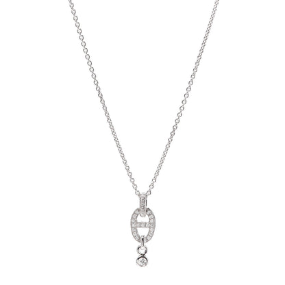 Hermes 18K White Gold Diamond PM Chaine d'Ancre Enchainee Necklace 1 of 6