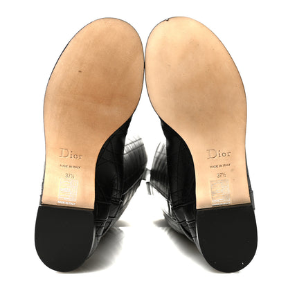 Christian Dior Lambskin Cannage Tall Flat Boots 37.5 Black 5 of 10