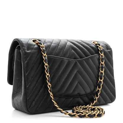 Chanel Iridescent Calfskin Chevron Quilted Medium Double Flap Black 3 of 11